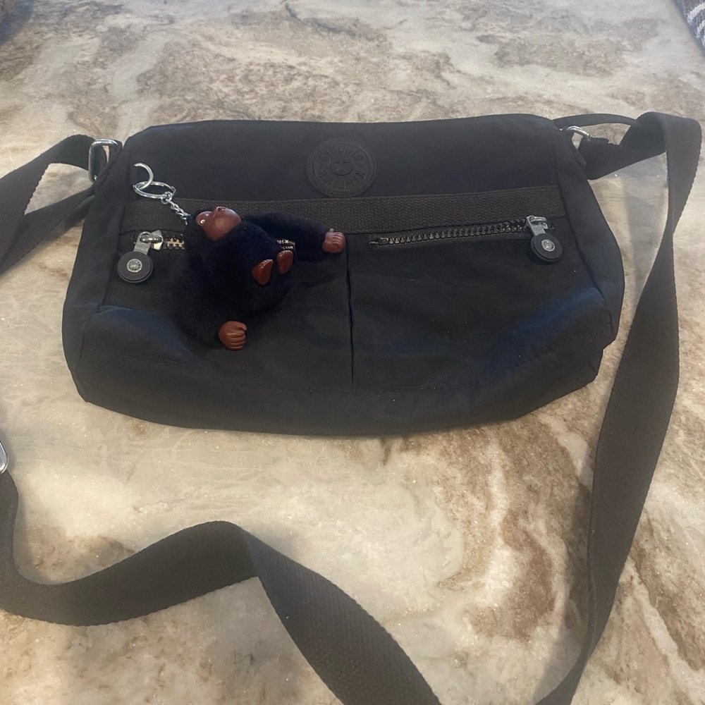 Kipling Black Crossbody Bag with Monkey Keychain